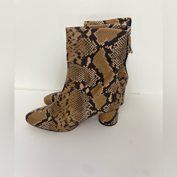 Zara Brown Snakeskin Ankle Boots - Picture 1 of 4